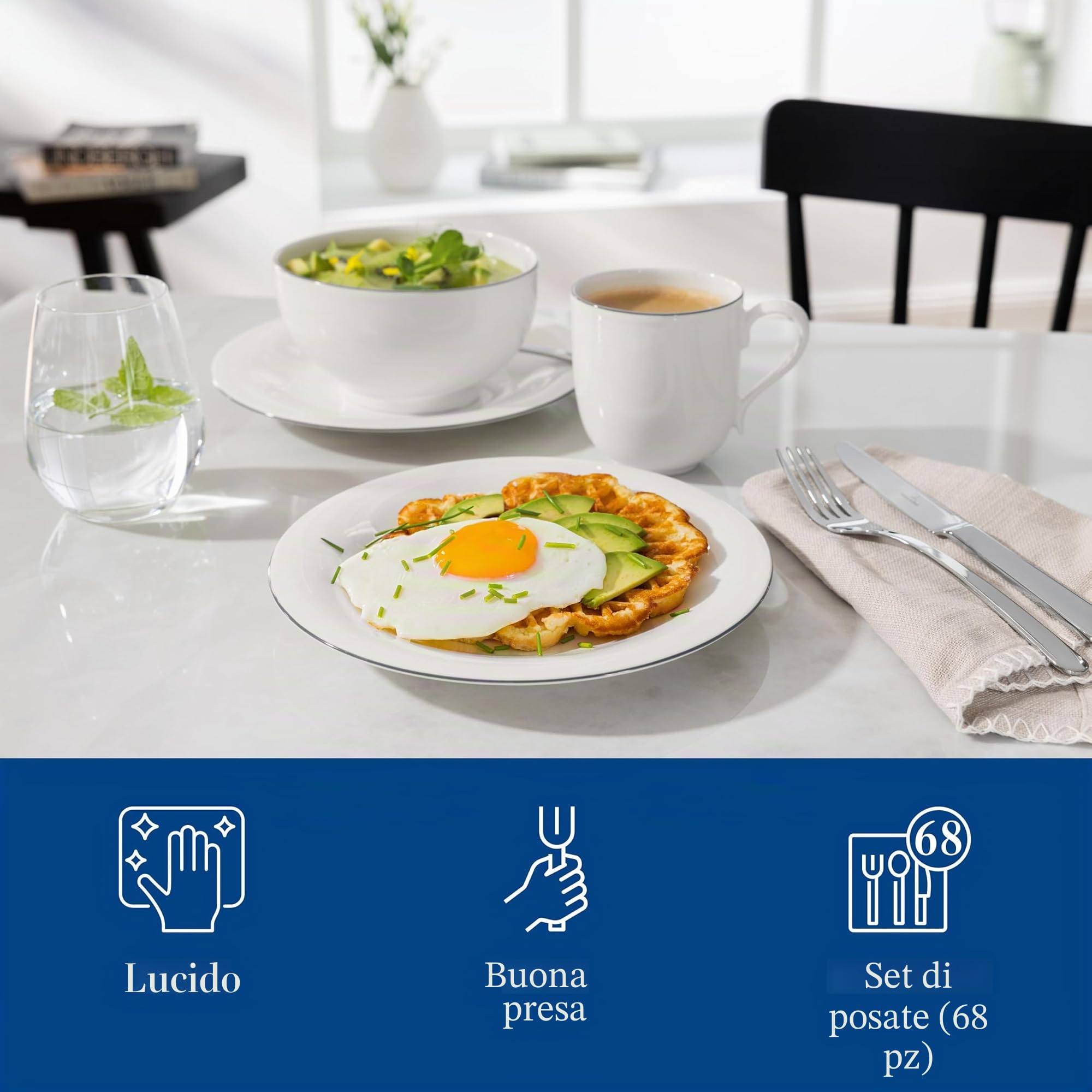 Villeroy & Boch Louis Posate da Tavola per 12 Persone, Acciaio Inox, 68 Pezzi