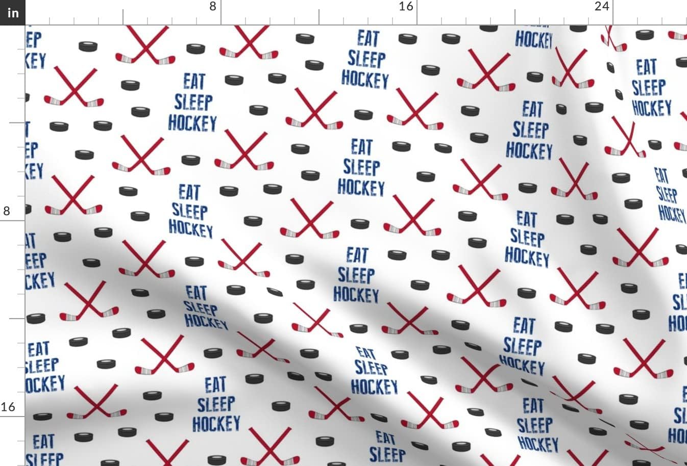 Spoonflower Fabric - Hockey Red Blue Trendy Winter Sport Kids Printed on Upholstery Velvet Fabric Fat Quarter - Upholstery Home Decor Bottomweight Apparel
