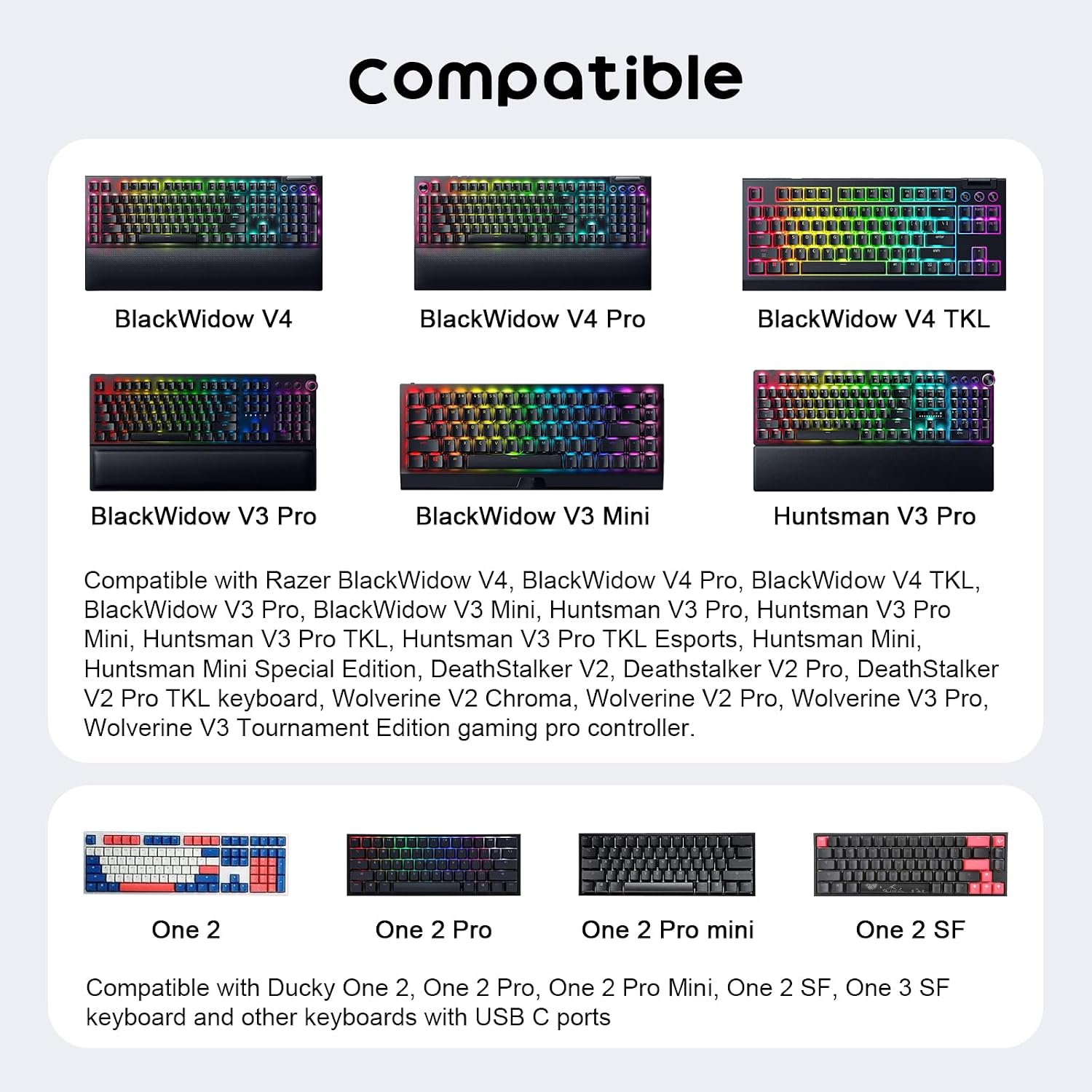Type C Charging Cable Compatible with Razer BlackWidow V4 Pro, BlackWidow V4, Huntsman Mini, Huntsman V3 Pro TKL Gaming Keyboard, Wolverine V2 Chroma, Wolverine V2 Pro Gaming Controller, 5.9ft image 2
