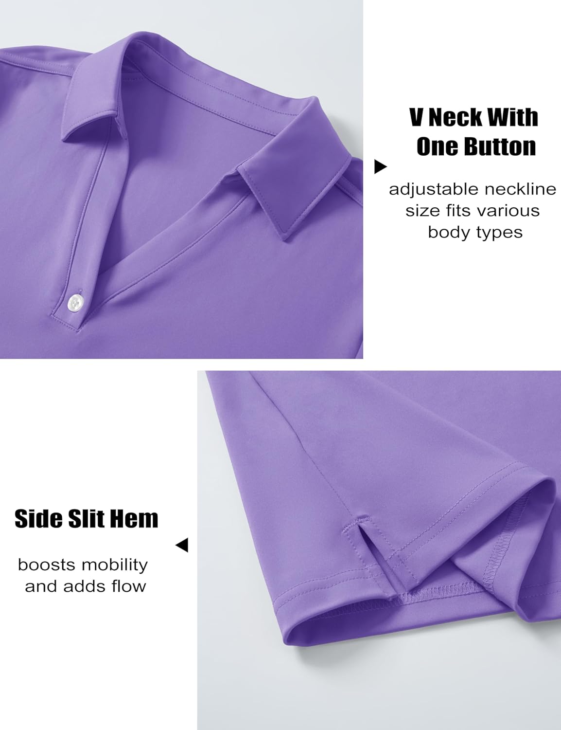 MAGCOMSEN Women's Polo Shirts Short Sleeve UPF 50+ Sun Protection Golf Shirt V Neck Collared Tops Dry Fit - Image 5