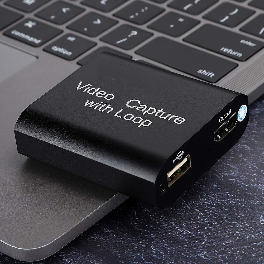 KIKYO Karta przechwytująca, karta przechwytywania wideo USB3.0 z wyjściem Loop Out, karta przechwytująca HDMI 4K Ultra HD, pasuje do konsoli do gier, PS4, PS3, Xbox One, czarna