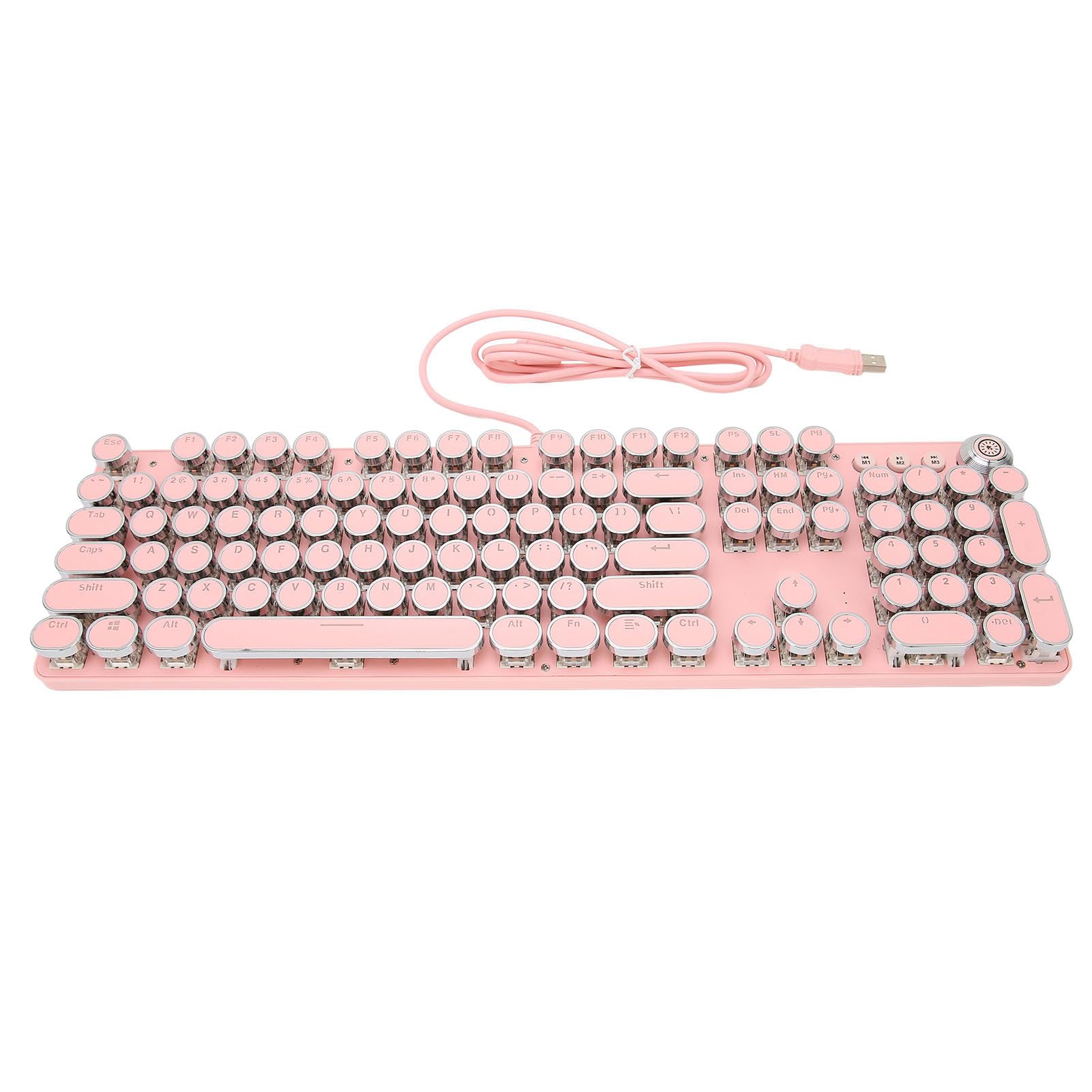 Tastiera Meccanica 104 Tasti Albero Meccanico Reale Interruttore Blu Gaming per Appassionati di Giochi per PC Pannello da Disegno in Metallo ABS (902-7 Punk rosa)