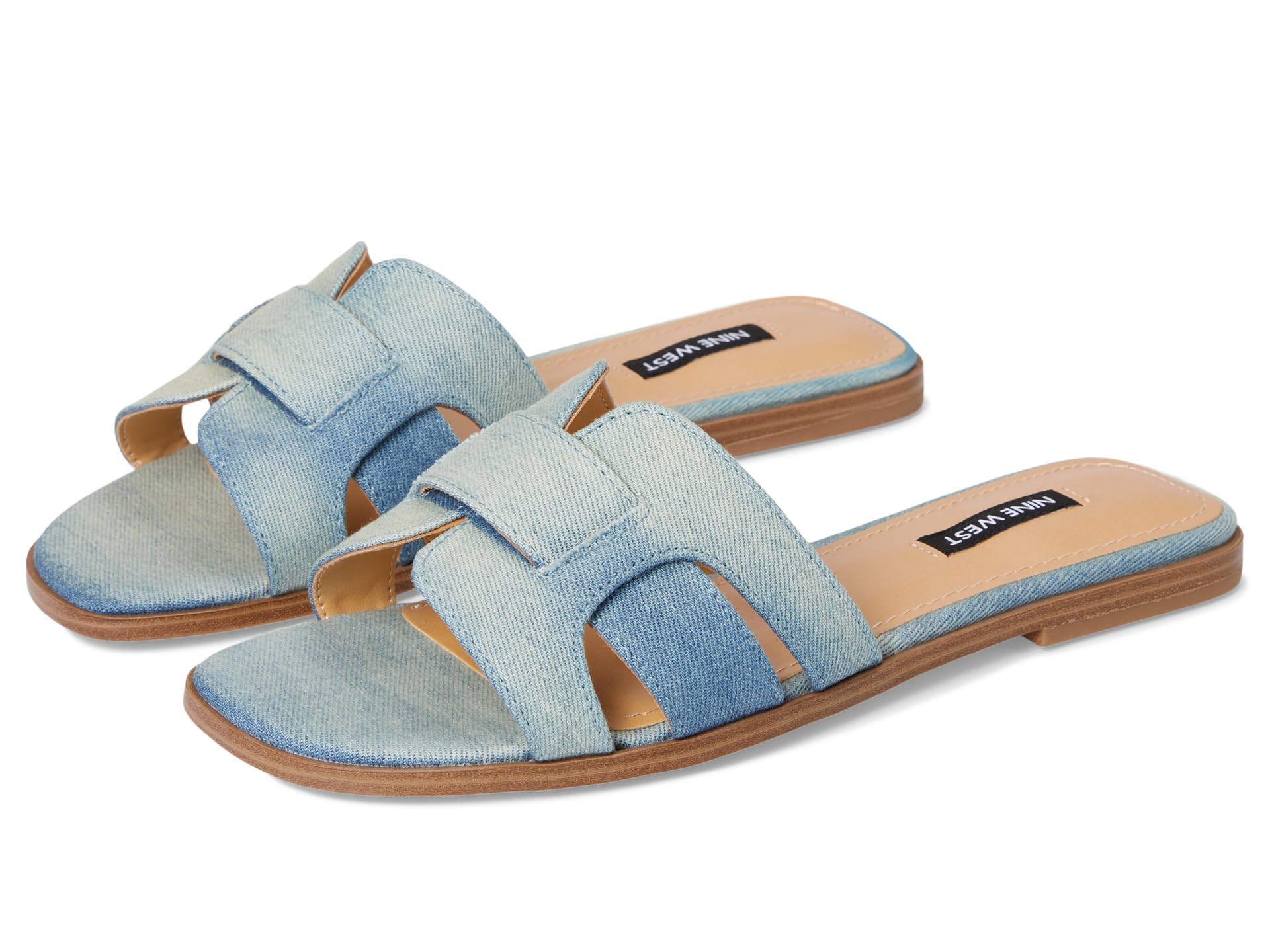 Nine West Women's Germani Flat Sandal, Light Blue Denim 450, 7 UK