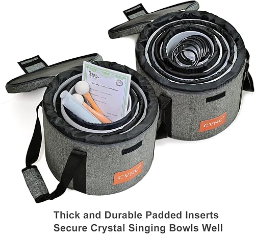 Miniatura 6 de CVNC 432HZ - Juego de 7 cuencos de cristal de cuarzo de chakra esmerilado de 6 a 12 pulgadas para sanación del sonido con 2 bolsas de transporte de