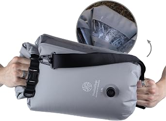 Washbag Portable Washing Machine - 15L Fully Waterproof Dry Bag - Lightweight Compact Nylon Washing Machine - Portable Manual Clothes Washer Laundry Bag (Gray)
