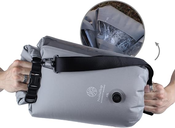 Washbag Portable Washing Machine - 15L Fully Waterproof Dry Bag - Lightweight Compact Nylon Washing Machine - Portable Manual Clothes Washer Laundry Bag (Gray)
