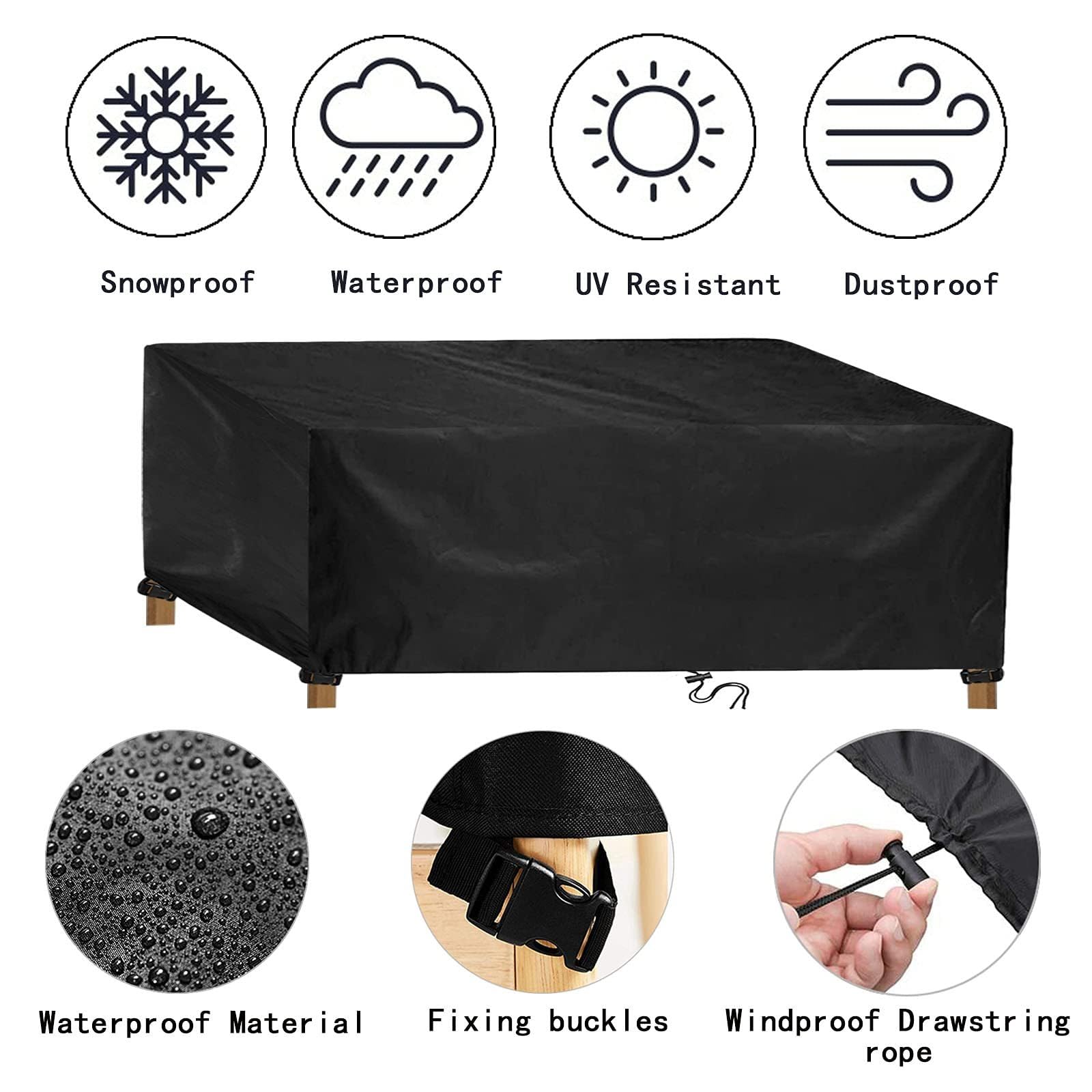 Schutzhülle Möbelsets 250x90x85cm Abdeckung für Gartenmöbel, Plane UV-Beständig wasserabweisend Winterfest reißfest