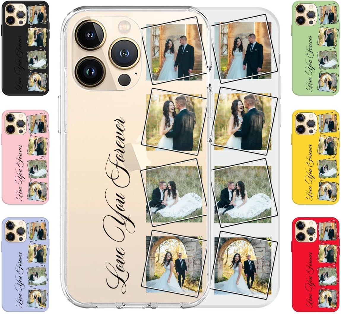 Personalized Phone Case with Picture & Name, Compatible with iPhone 16 15 14 13 12 11 Pro Max Mini Plus XR X XS 8 7, Custom Unique Gift for Christmas or Birthday Multicolor