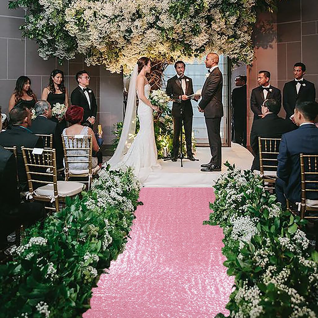 DUOBAO Aisle Runner for Wedding Ivory 15FTx4FT Sequins Indoor Outdoor Ceremonies Decor Carpet Runners Rugs Church Wedding Walkway Carpet (4FTx15FT)