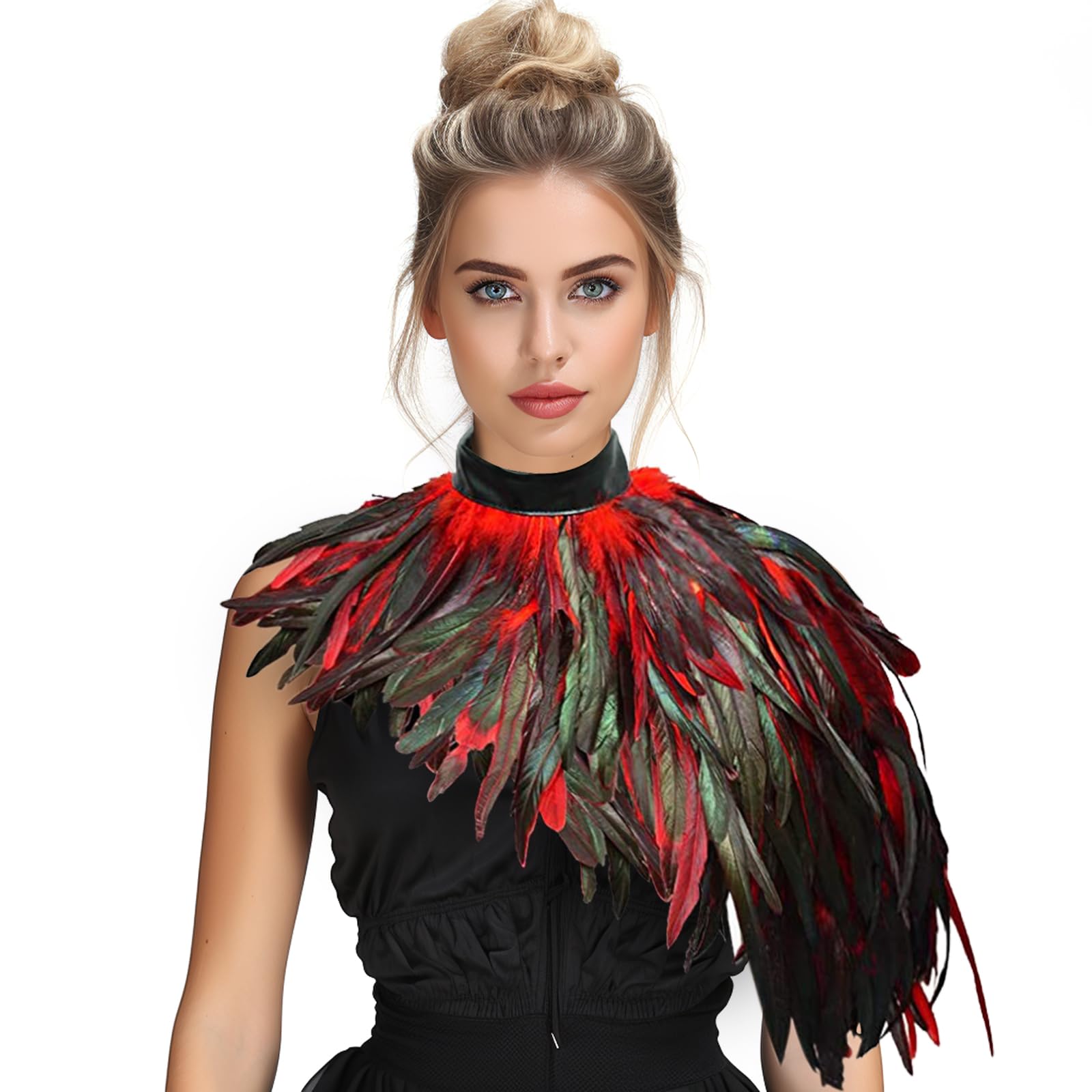 HOMELEX Feather Cape Shawl Costume Black Witch Wings Collar Adult Crow Neck