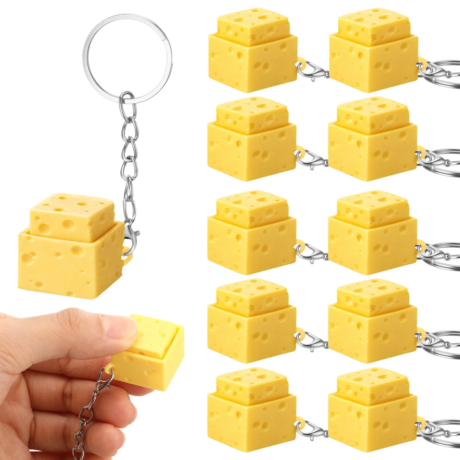 Kenning 24 Pcs Cheese Clicker Fidget Keychains Bulk 3D Printed Fidget Toys