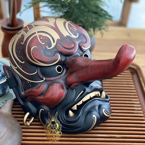 Miniatura 2 de LDesign Máscara japonesa grande de Tengu Samurai Oni máscara de fantasma, máscara de ninja, máscara punk, accesorio de cosplay para Halloween