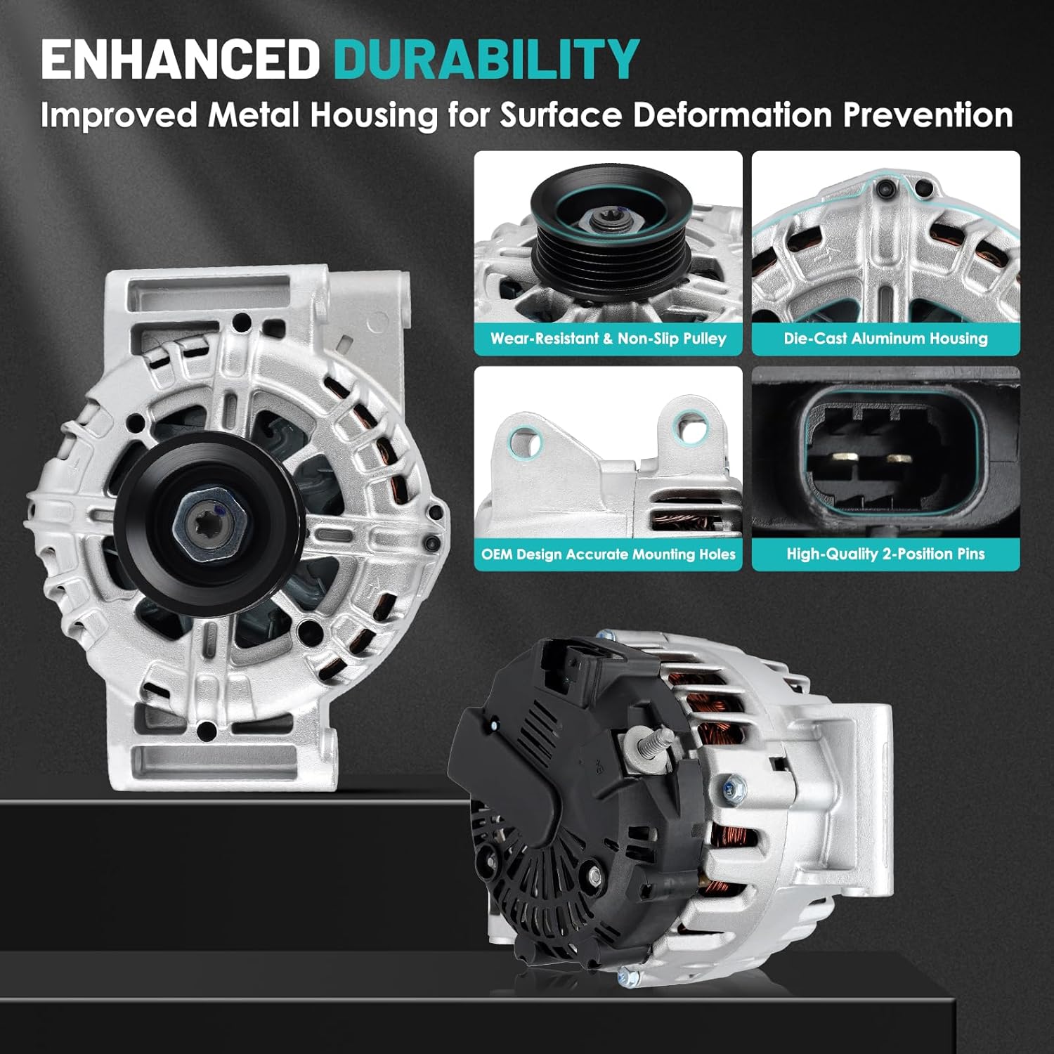 11459 Car Alternators Fit for Chevrolet Chevy Equinox 2010-2017, for GMC Terrain 2010-2017,for Buick Regal 2012 2015-2017 L4 2.4L Automotive Replacement Alternators 13500315,13588328 Alternator