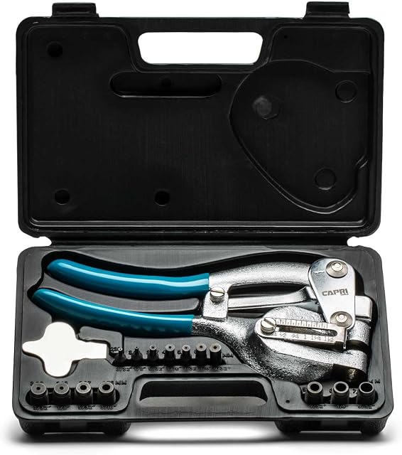 Capri Tools CP21050 21050 Metal Hole Punch Set With Puncher 16 Piece, Black