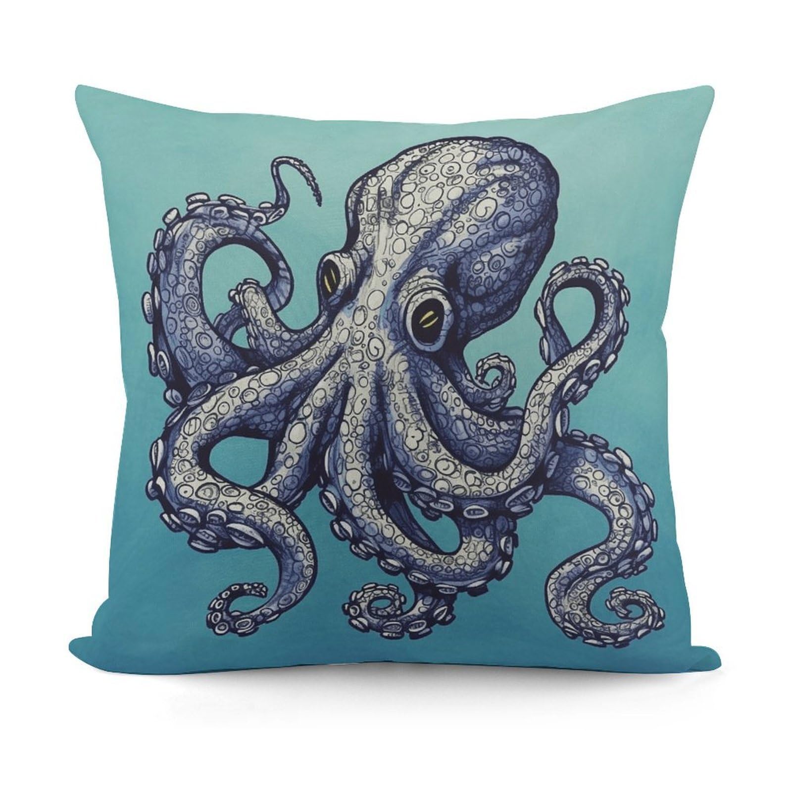 VstaDank Decorative Octopus Design Throw Pillow Covers Luxury Soft Pillowcases Fluffy Plush Accent Pillow Cases Personalized Square Lumbar Pillows Shells for All Seasons 18" X 18"