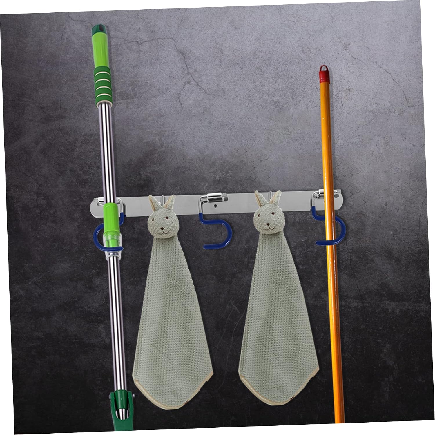 MAGICLULU S Type Mop Hook Wall Mounted Heavy Duty Storage for Mop and Towel Organization with Hooks for Kitchen and Bathroom Use