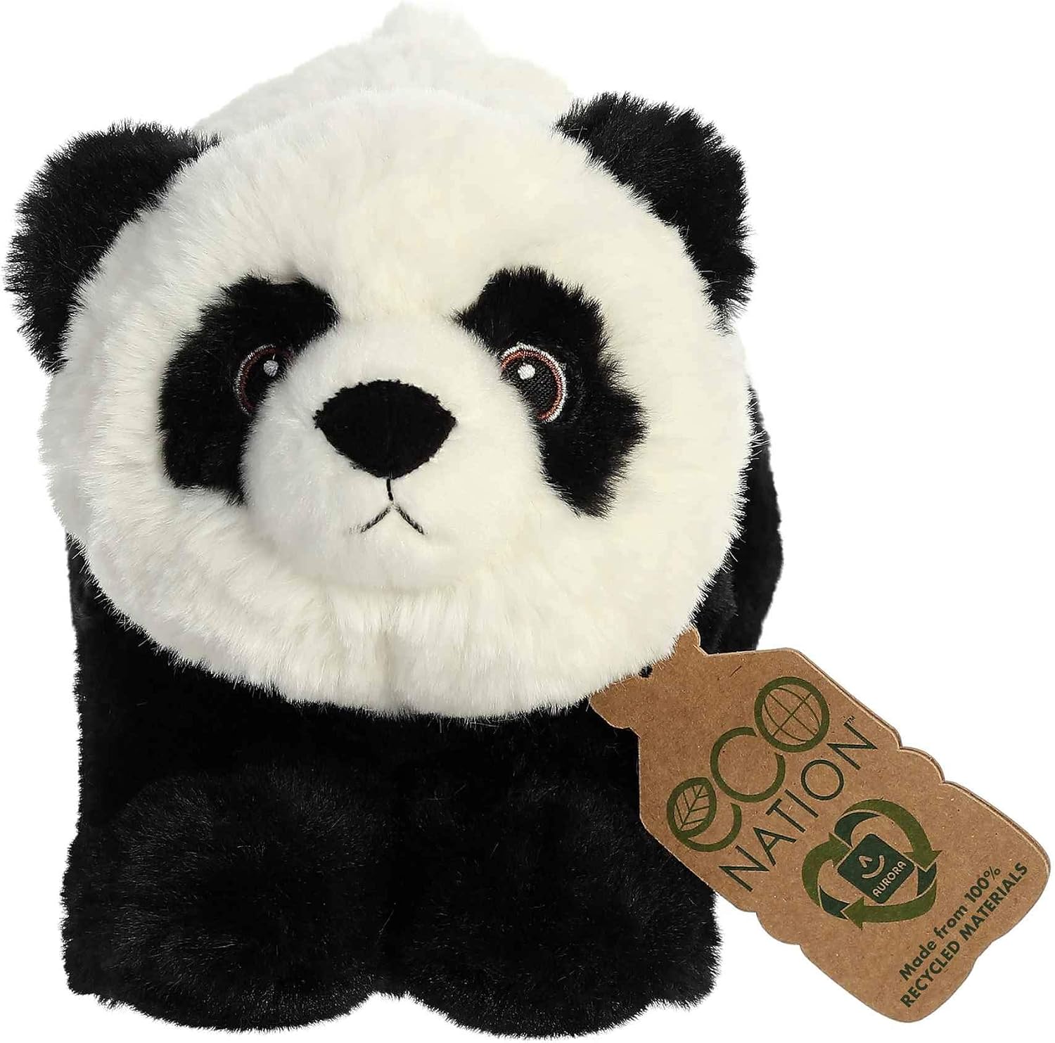 Aurora® Responsibly Made Eco Nation™ Panda Stuffed Animal - Ideal for Playtime Adventures - Perfect for Birthdays or Just Because - Black 9 Inches