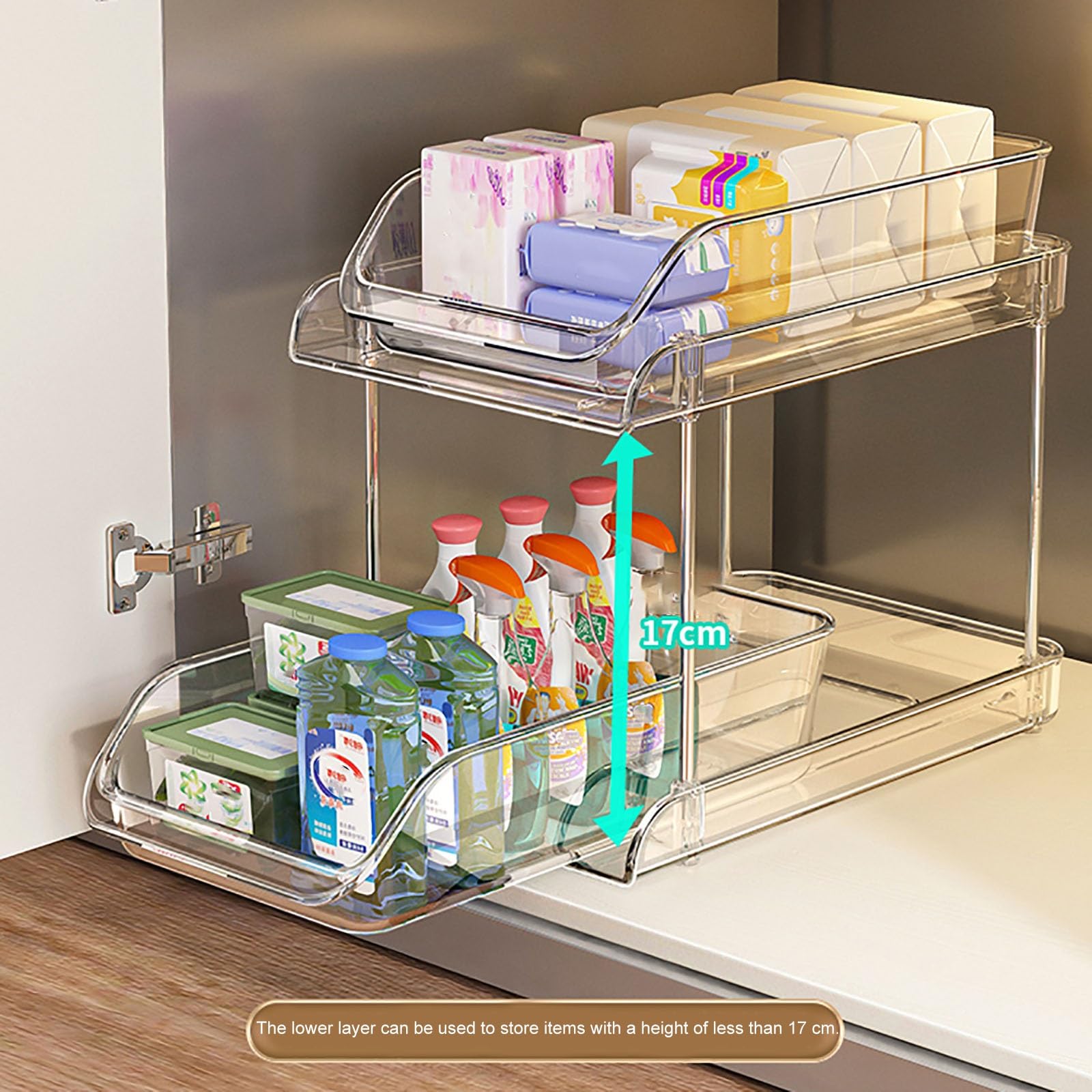 Organizador Bajo Fregadero de 2 Niveles para Debajo del Fregadero de Baño: Organizador Limpieza para Cocina y Baño, Diseño de Despensa Que Ahorra Espacio