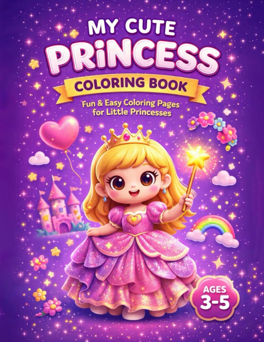 My Cute Princess Coloring Book: Fun Princess, Castle & Magic Coloring Pages for Kids Ages 3–7