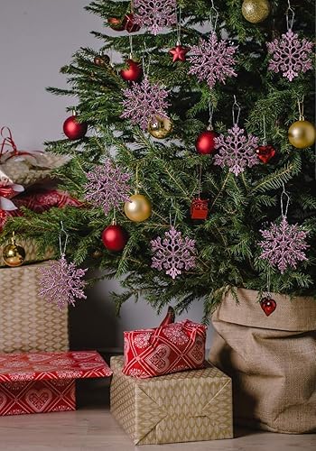 Miniatura 50 de RECUTMS 10 paquetes de flores de Pascua artificiales con purpurina para decoración de bodas, árbol de Navidad, Año Nuevo, guirnalda de Navidad