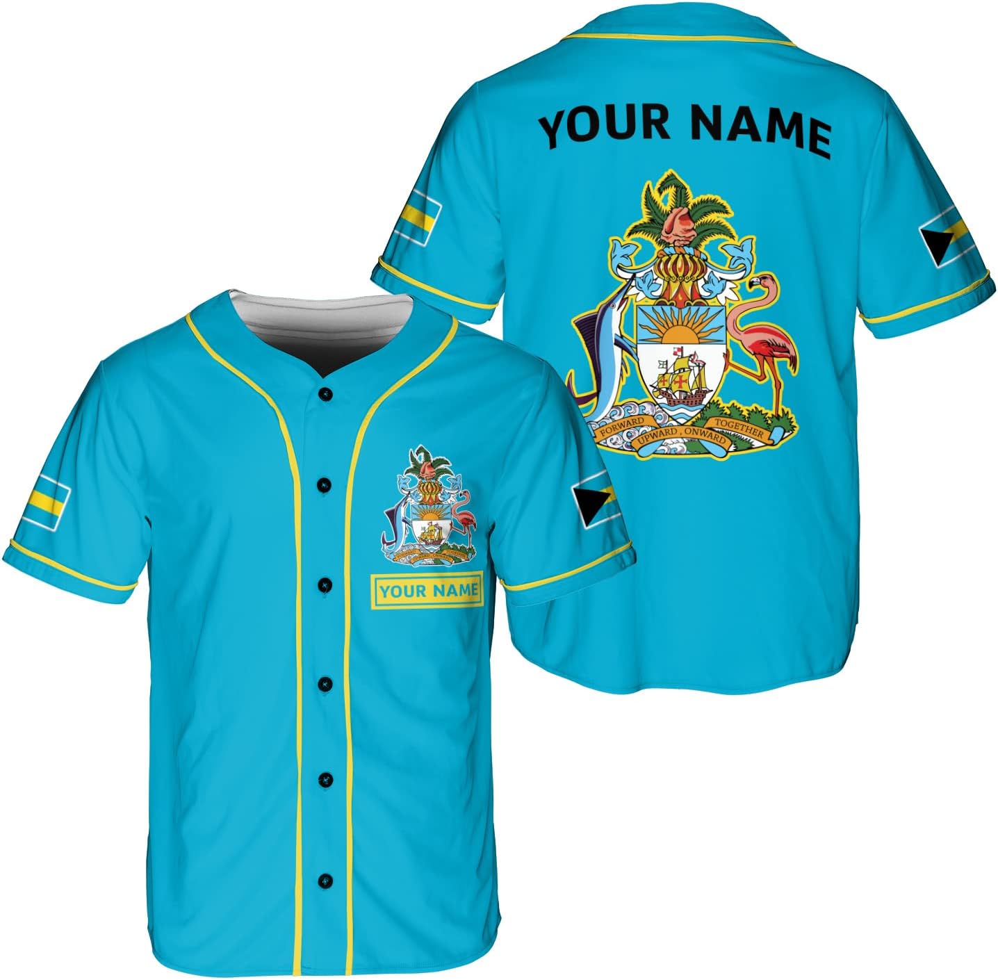 Podagree Personalized Bahamas Baseball Jersey Shirt Bahamas Pride Flag Bahamian Jersey Soccer for Men and Women