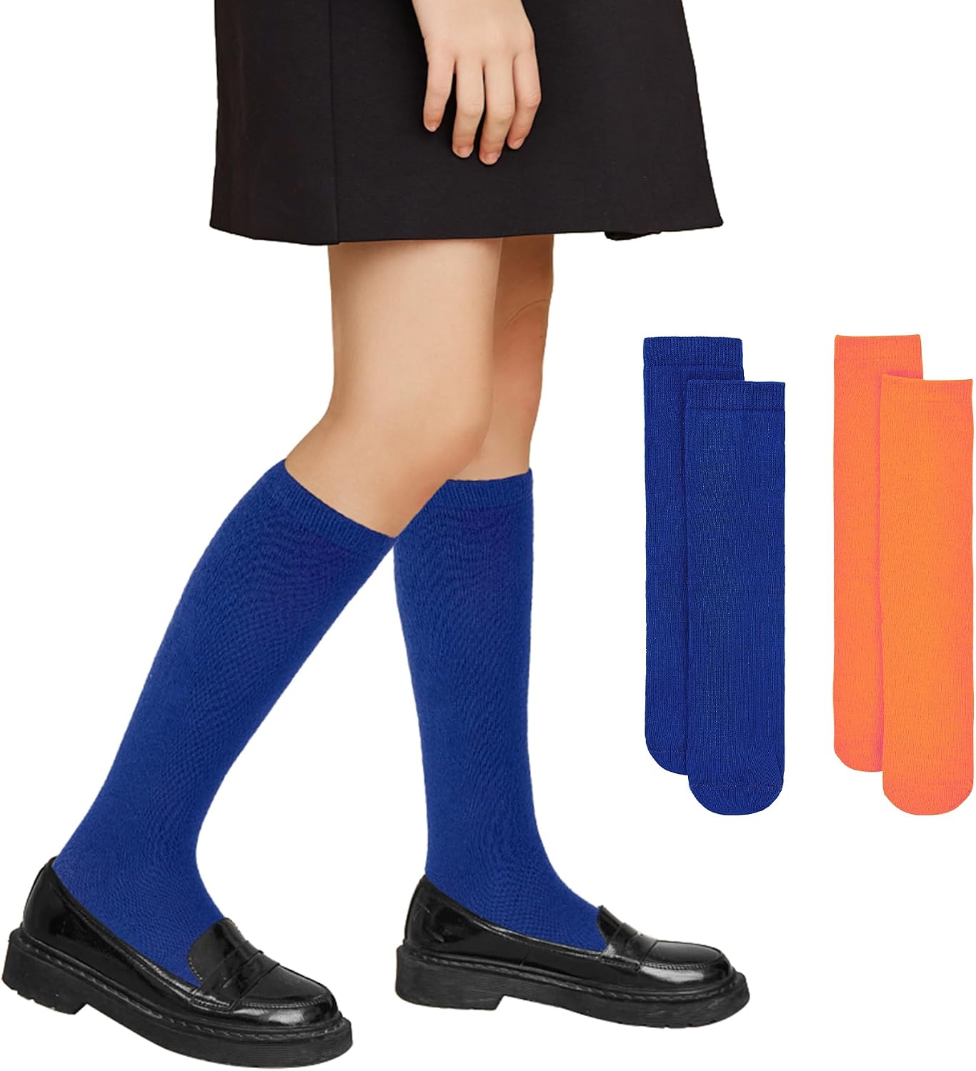 Zando Kids Soccer and Baseball Knee High Socks - Girls Cotton Long Seamless Socks for 3-12 Years