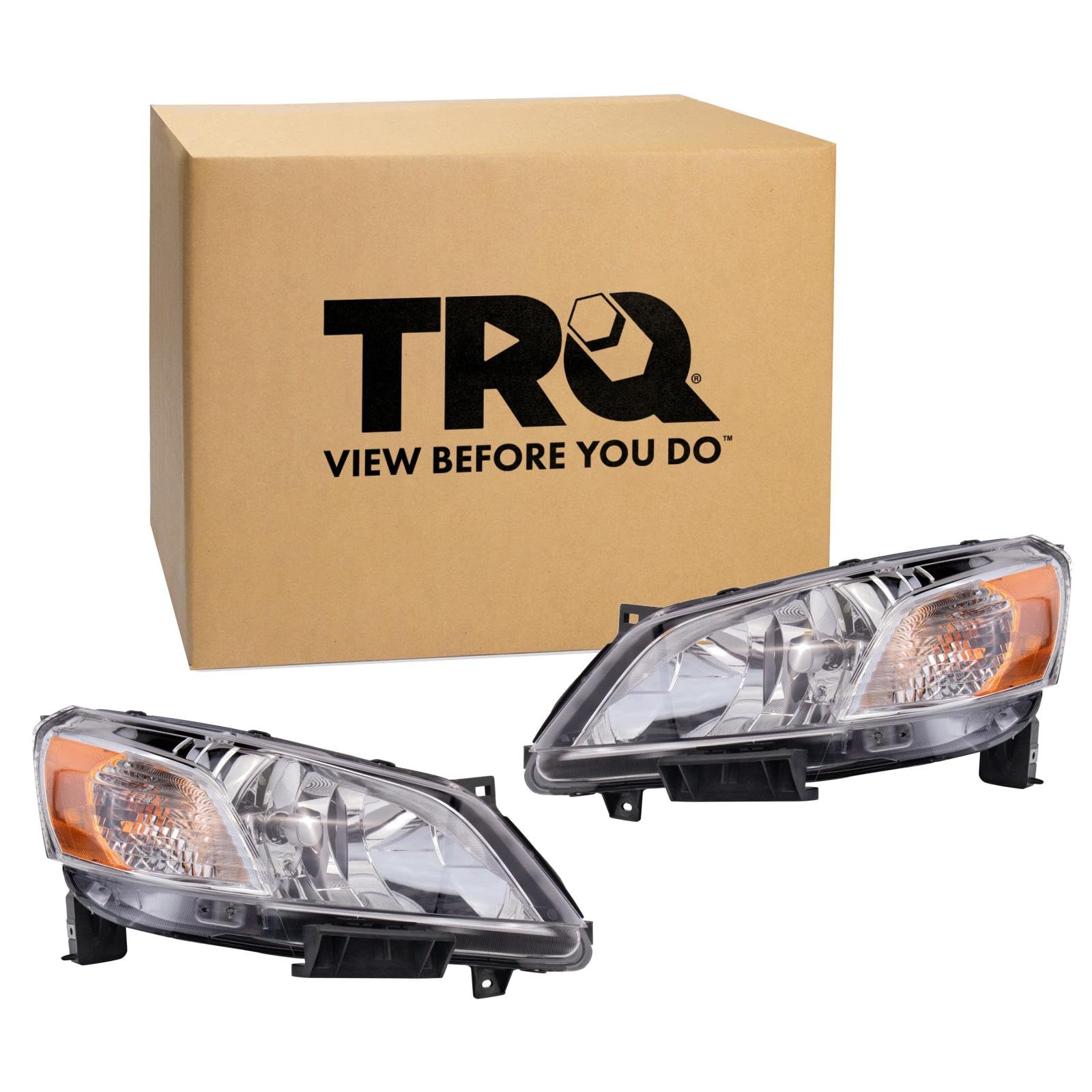 TRQ 2 Piece Headlight Assembly Set Driver &amp; Passenger Side Compatible with Nissan NV200 2013-2021 NI2502225 NI2503225 260103LM0A 260603LM0A