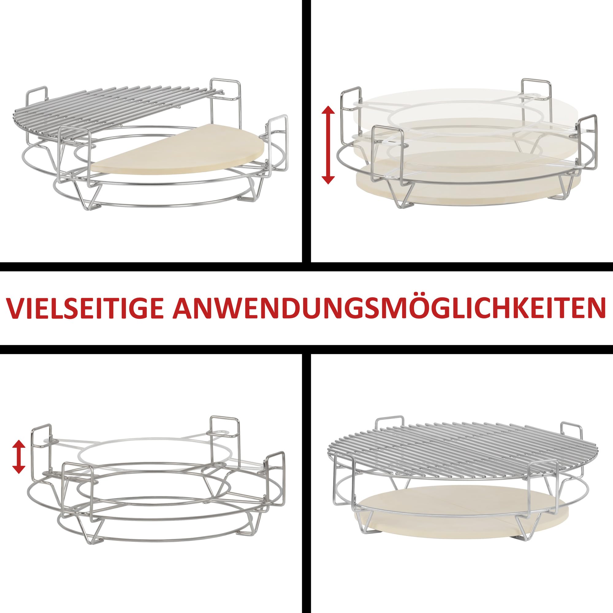 Halfmoon Pizza steen/heat deflector voor 18inch Kamado