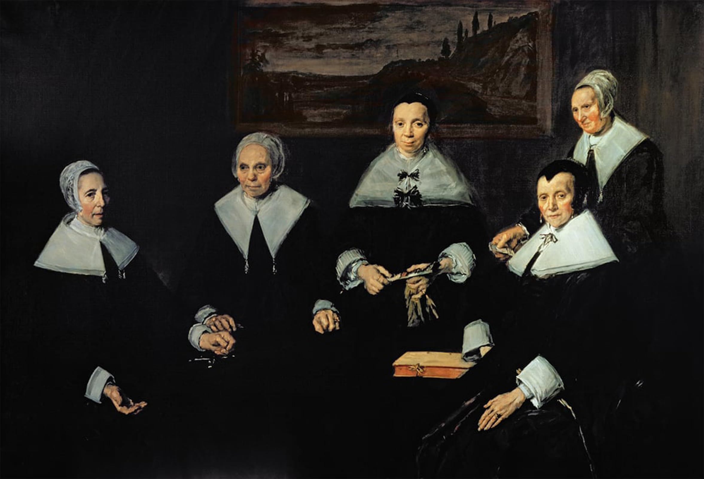 POSTERIIk Famous Modern Artwork Art Mural the Regentesses of the Old Men's Almhouse Haarlem by Frans Hals Oil Paintings Pictures for Home Decor 60x90cm