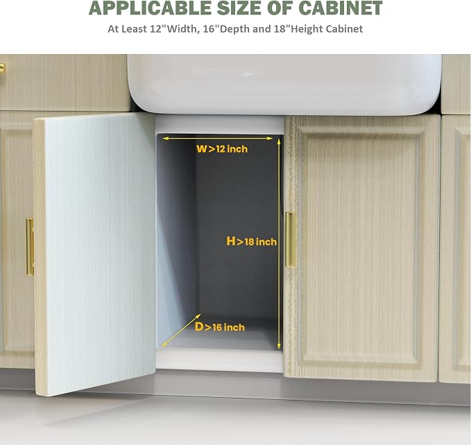 Organizador Bajo Fregadero Aoresac, Organizador de Gabinete de Metal de 2 Niveles, Estante Deslizante para Cocina y Baño, 12 Pulgadas Ancho x 16 Pulgadas Profundidad x 18 Pulgadas Alto miniatura 6