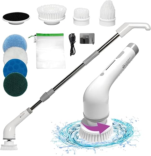 Evaclean Essentials - Cepillo eléctrico giratorio para ducha, bañera, hogar, hasta 400 rpm de potencia, inalámbrico, tiempo de funcionamiento de 90