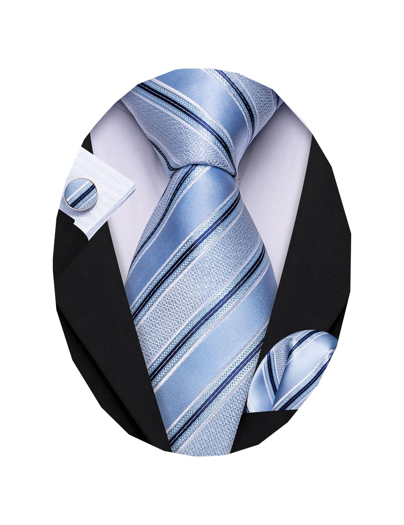 Barry.Wang Plaid Ties Checkered Mens Silk Necktie Handkerchief Cufflinks