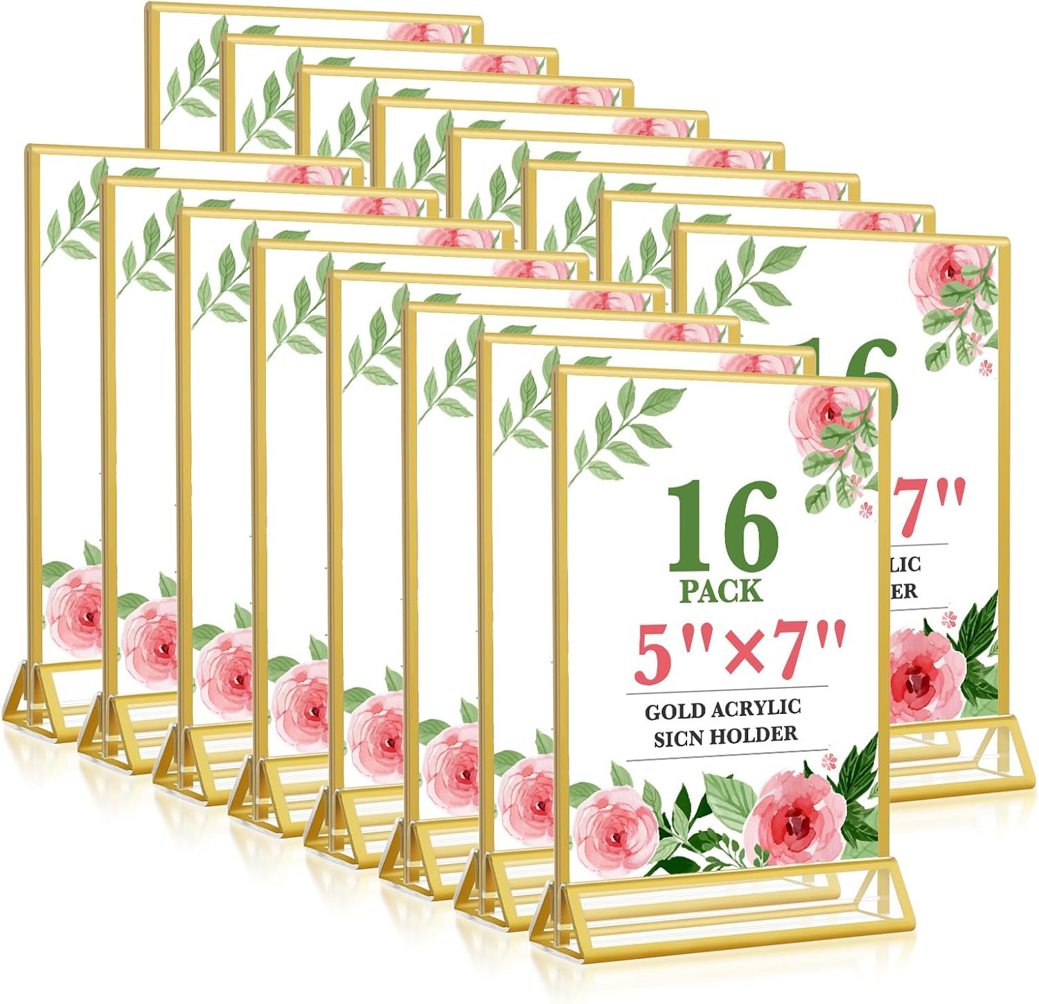 Gold acrylic sign holder 5x7, 16-pack