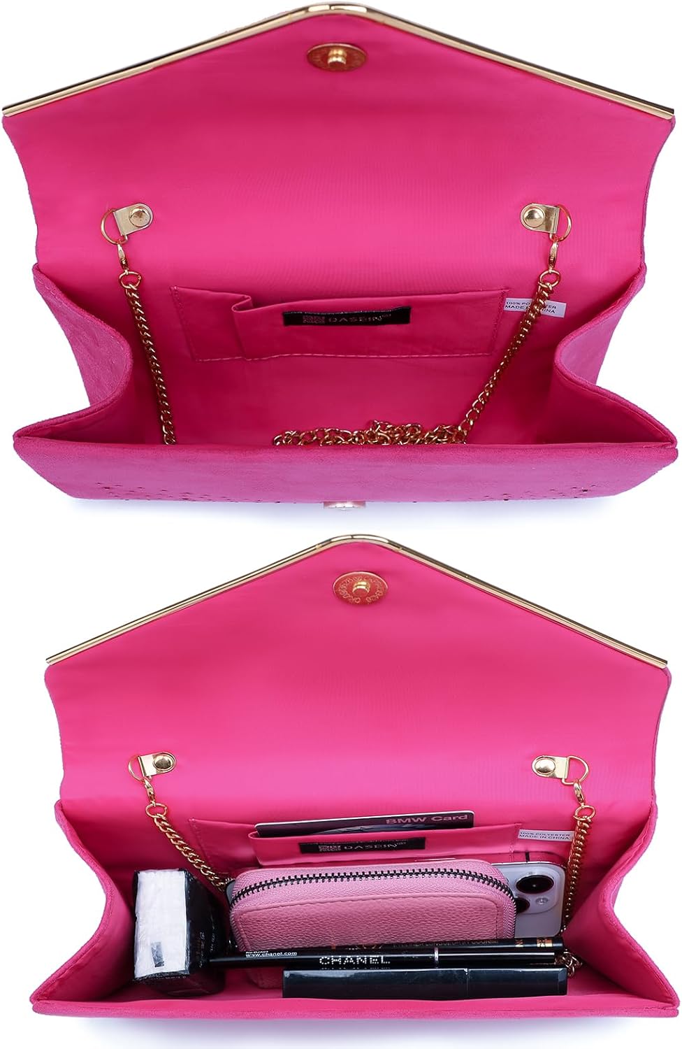 Dasein Women Rhinestone Evening Bag Faux Suede Clutch Formal Party Sparkly Purses Cocktail Wedding Handbag - Image 4