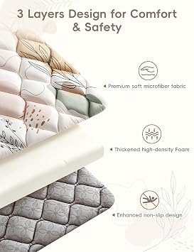 Dessports Baby Play Mat for Floor, 59x59 Thick Washable Foldable Tummy Mat