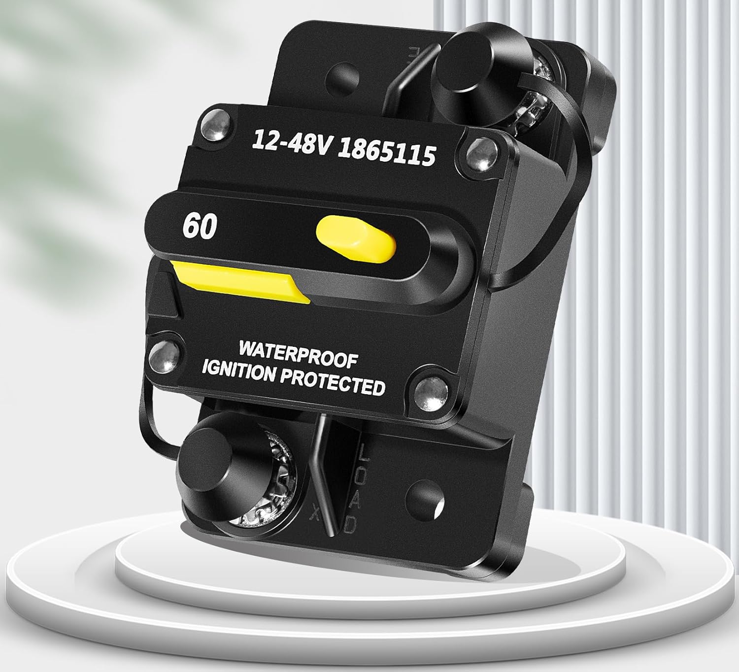 1865115 MKR-27 Equivalent | 60A IP65 Waterproof Circuit Breaker Replacement for Minn Kota 12V/24V/36V/48V Trolling Motors | Manual Reset | Overload Protection | Marine Grade Stainless Steel Terminals