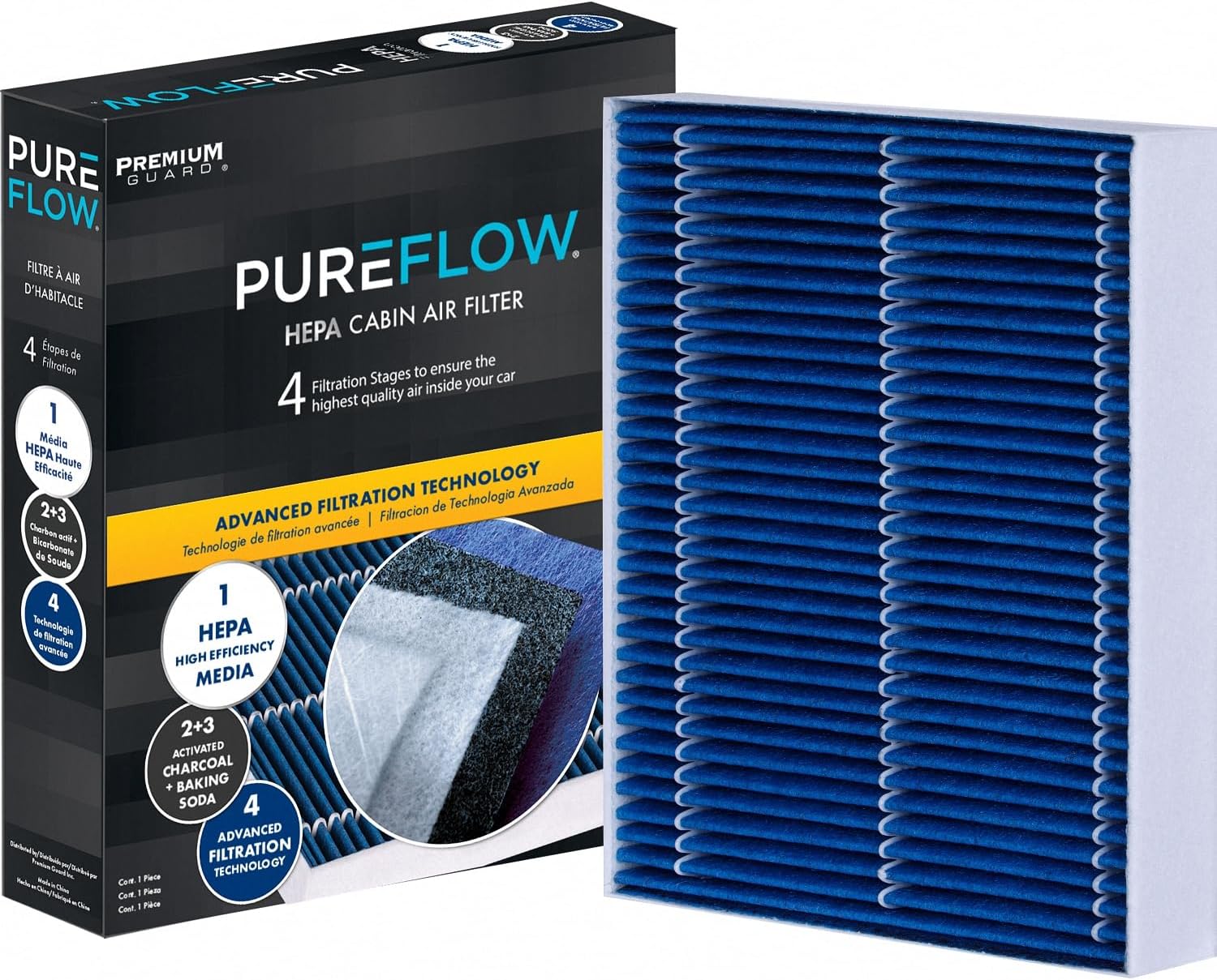 PureFlow HEPA Cabin Air Filter PC4255HX | Fits 2017-2025 Porsche 911, 2020-2025 718 Cayman, 2019-2025 718 Boxster, 2020-2025 718 Spyder, 2012-2016 BMW 328i, Recirculation