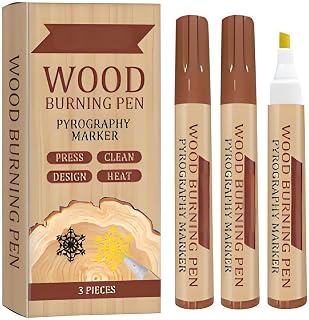 Wood Burning Marker Pen - Comfort Grip Pyrography Pen for Wood Burning Kit, DIY Art & Beginners Woodburning Tool with Instant Dark Burn Marks (Brown)