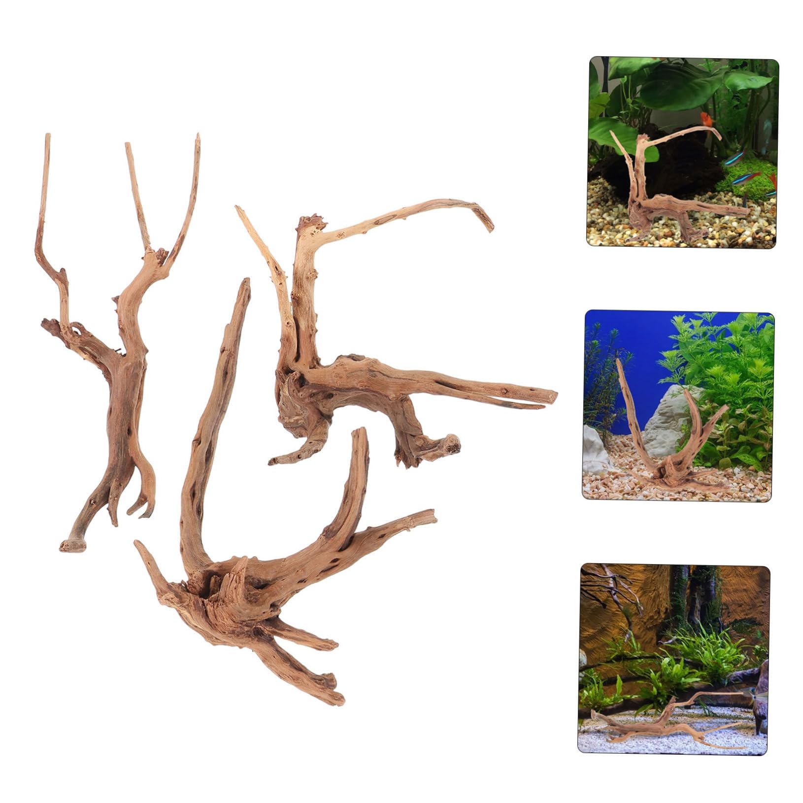 3piezas Decoraciones Naturales para Acuario Driftwood para Peceras y Terrarios Ornamentos para Reptiles Aleatorios