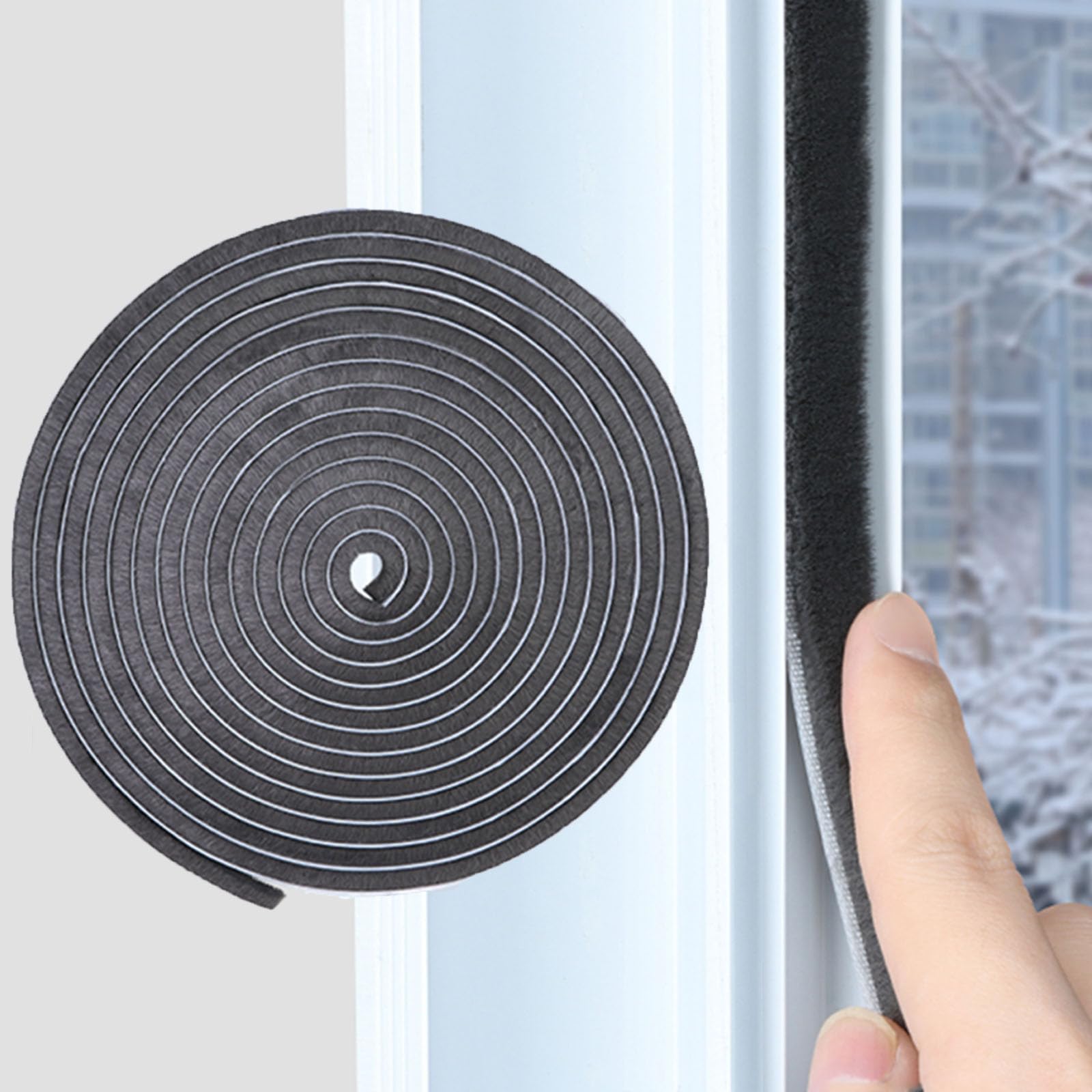 33 Ft Gray Self-Adhesive Soundproofing Weather Stripping for Doors and Windows,0.4" Wide x 0.2" Thick