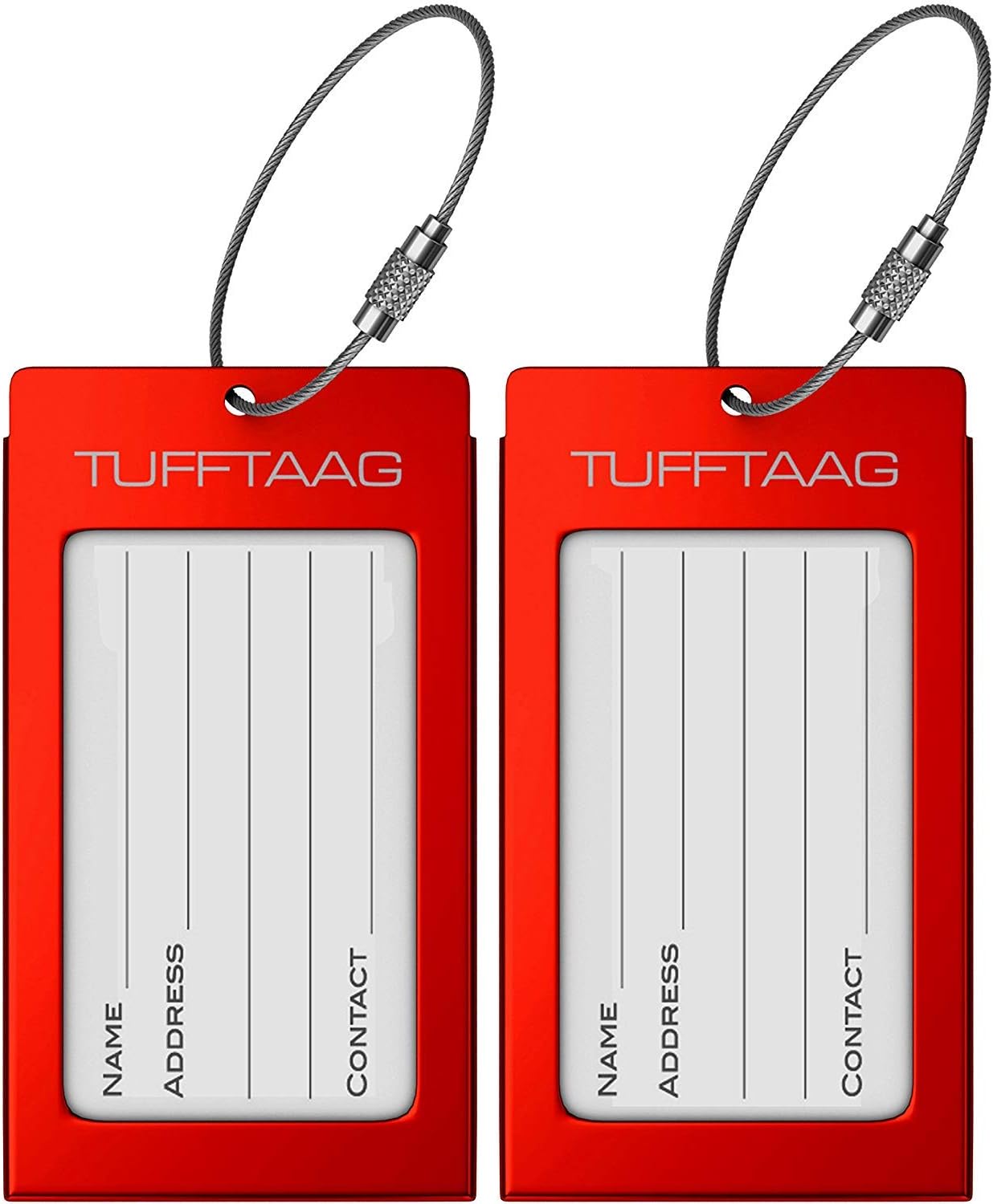 TUFFTAAG Luggage Tags Business Card Holder - Durable Travel ID Bag Tag in Gunmetal, Perfect for Suitcases, Backpacks, and Carry-Ons, 2 Tags - Image 2