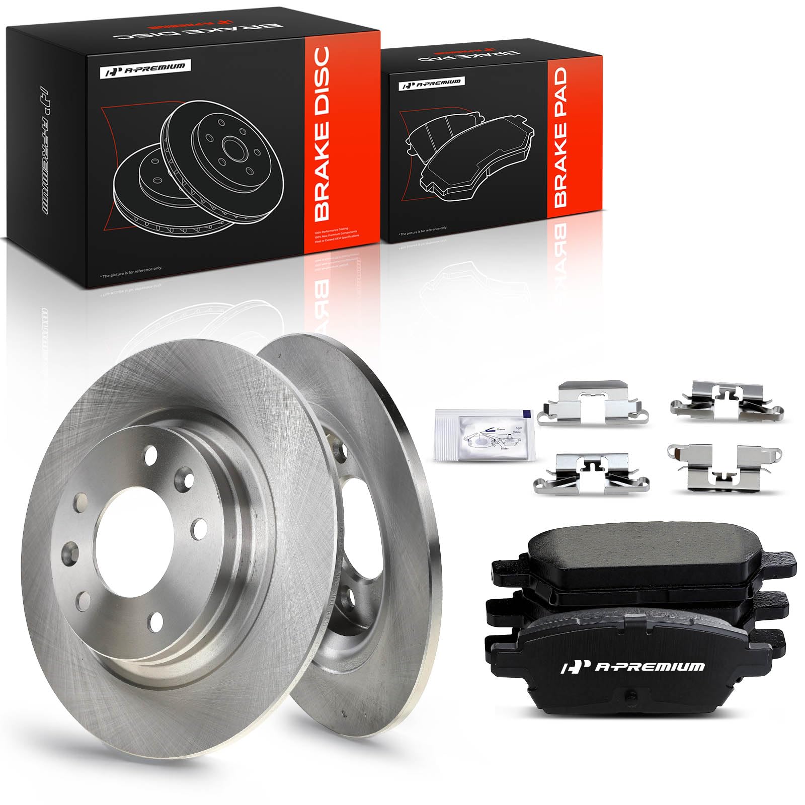 A-Premium 11.02 inch (280mm) Rear Solid Brake Rotors and Ceramic Pads Kit | Compatible wi…