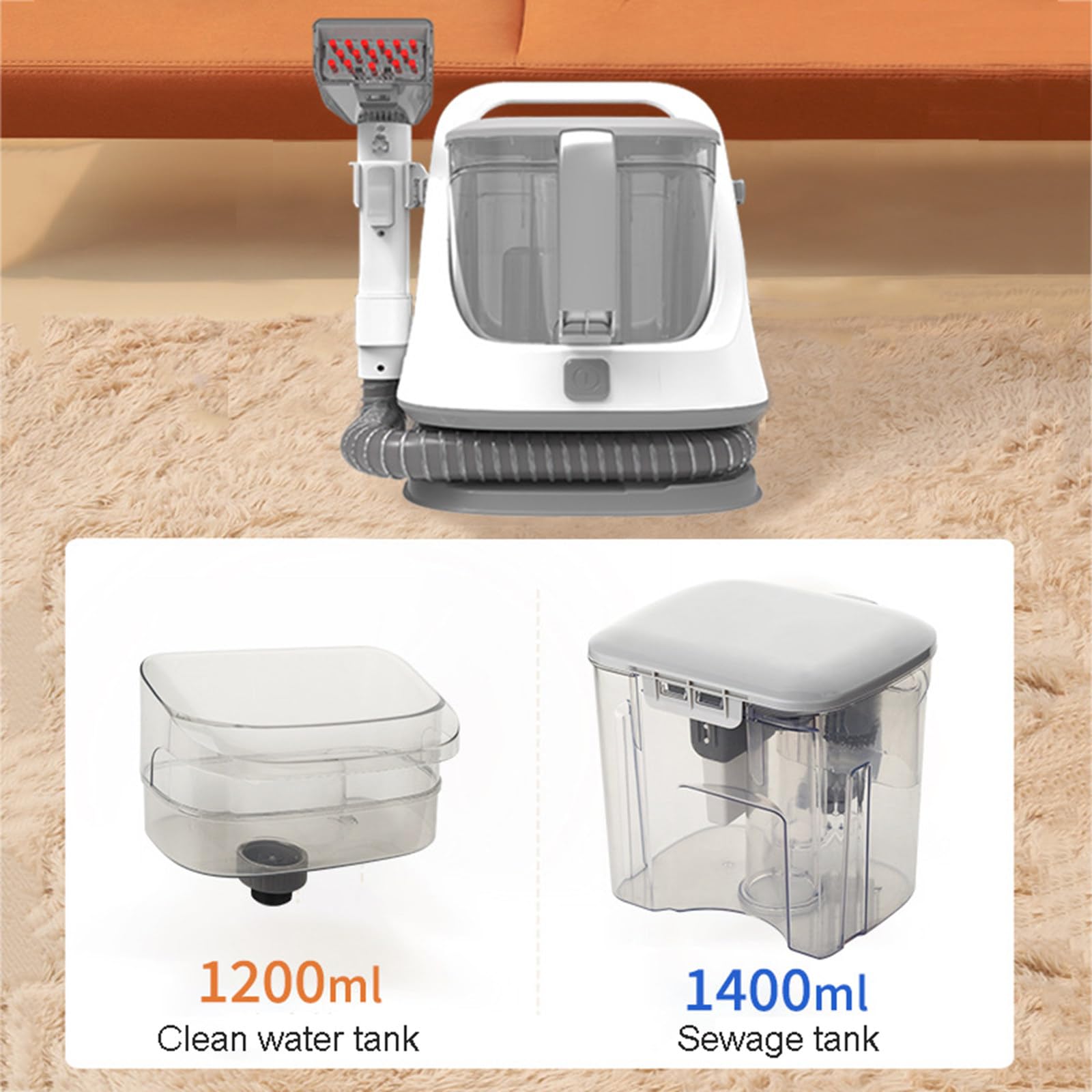 Macchina per la pulizia della moquette/tappezzeria portatile multiuso, shampoo per pulizia profonda per uso domestico, pulisce tappeti, tappezzerie e auto,A