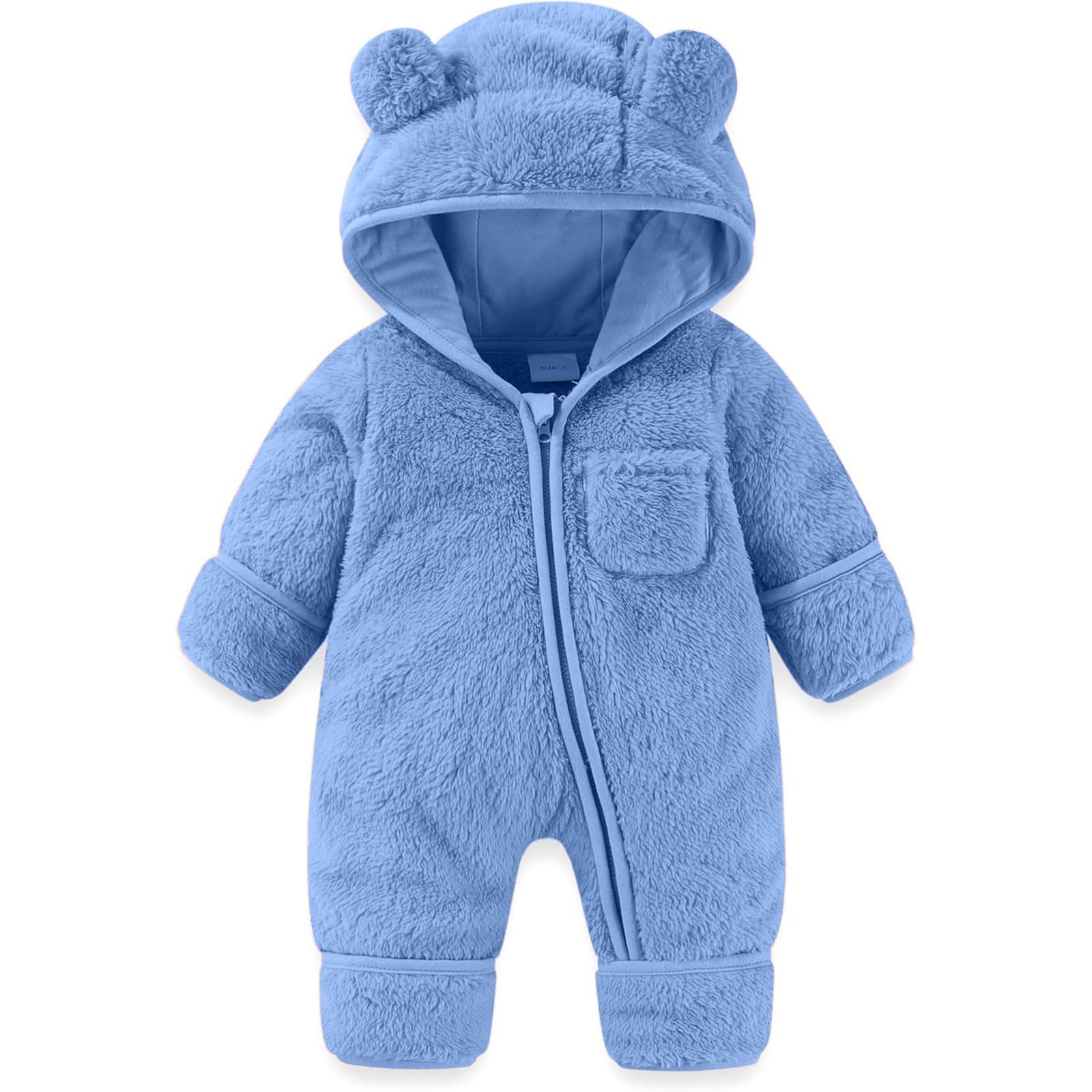 Grenouillère Panda Bébé Hiver – Combinaison Polaire Capuche, Moufles & Chaussons Rabattables, Fille & Garçon 0-12 Mois