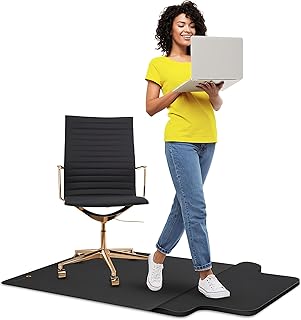 Office Chair Mat with Anti-Fatigue Cushioned Footrest – 2-in-1 Standing Desk Mat for Hardwood Floors – Dual-Zone Design for Standing Comfort and Smooth Chair Rolling (54” × 36”)