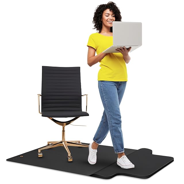 Office Chair Mat with Anti-Fatigue Cushioned Footrest 2-in-1 Standing Desk Mat for Hardwood Floors Dual-Zone Design for Standing