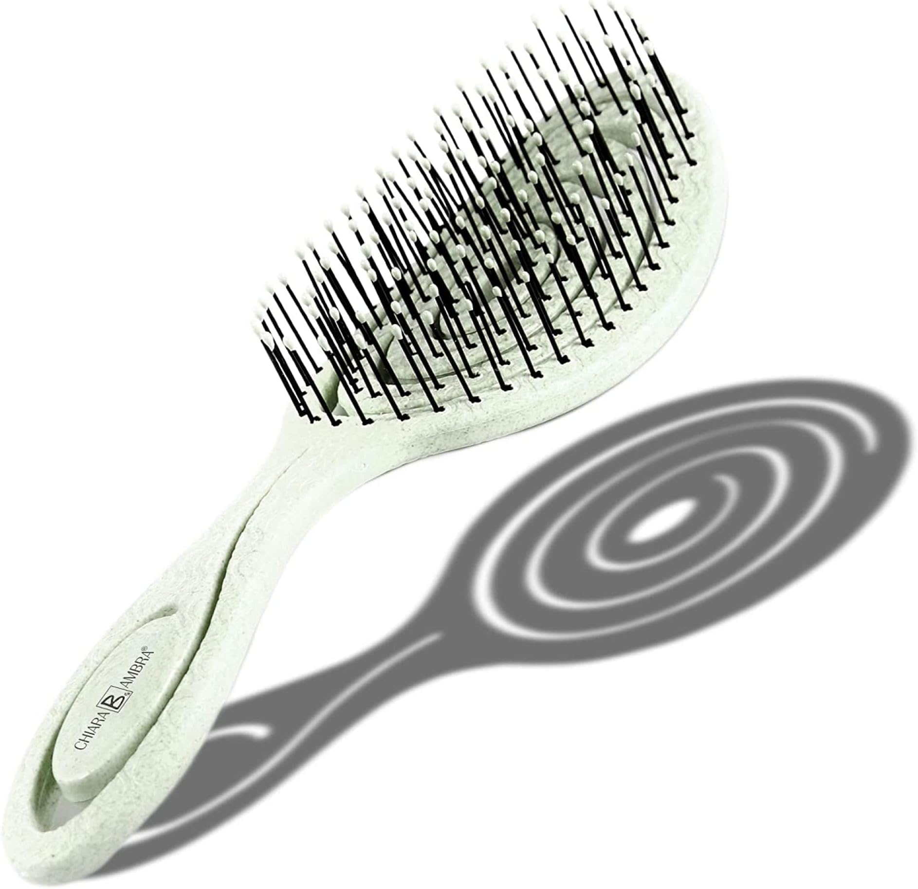 Chiara Ambra Detangling Spiral Hairbrush for Women, Men & Children, Vented Straightening Brush for Curly & Wet Hair - Does not Pull, Mint Green