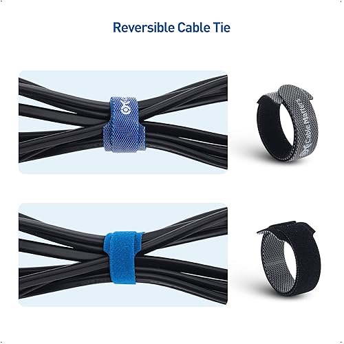 Miniatura 6 de Cable Matters - Paquete de 100 bridas reutilizables con cierre de contacto de velcro para organizar cables, multicolores, resistentes a 42 lbs de