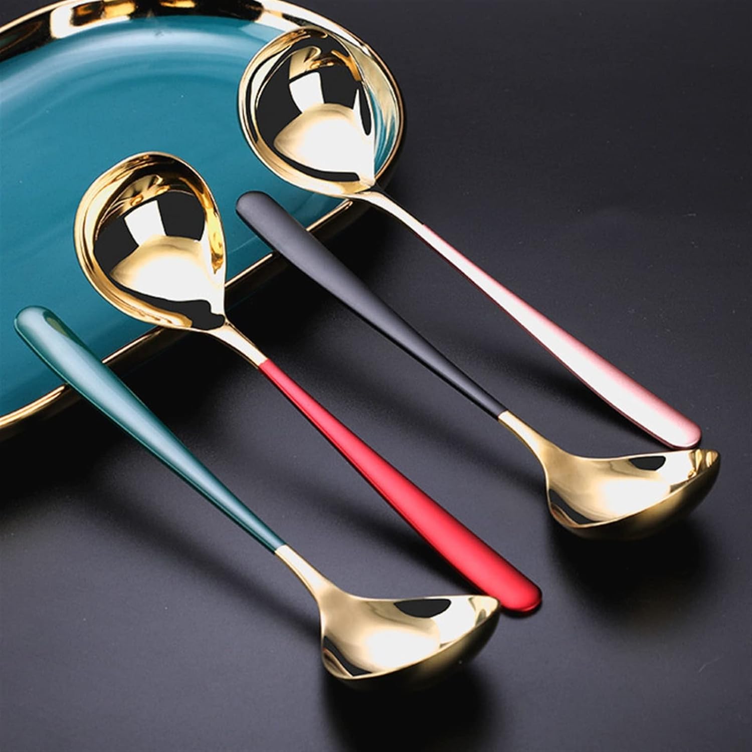 Cooking 304 Stainless Steel Deepened Big Head Spoon Long Handle Spoon (Color : 1) (2)