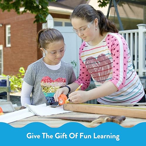 Vista 15 de Cinta métrica para niños con forma de animal de 8 pies, nivel divertido y buscador de ángulo de transportador, herramientas educativas para niños